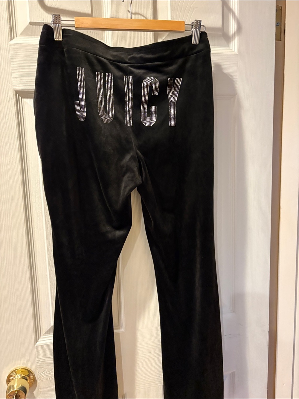 Juicy Couture Black Velour Pants with Rhinestone Logo